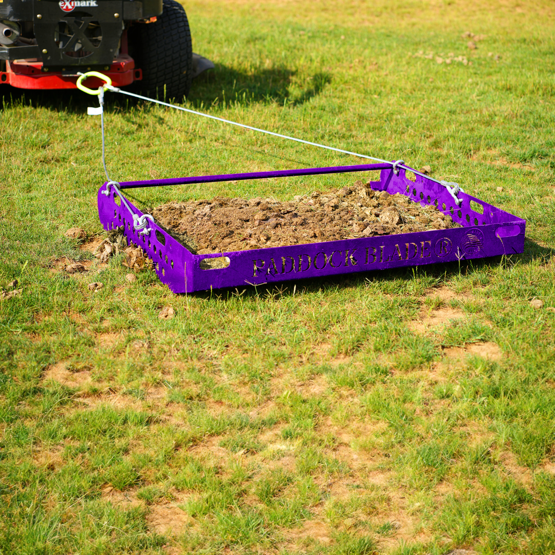 Purple Paddock Blade paddock cleaner rear angled view