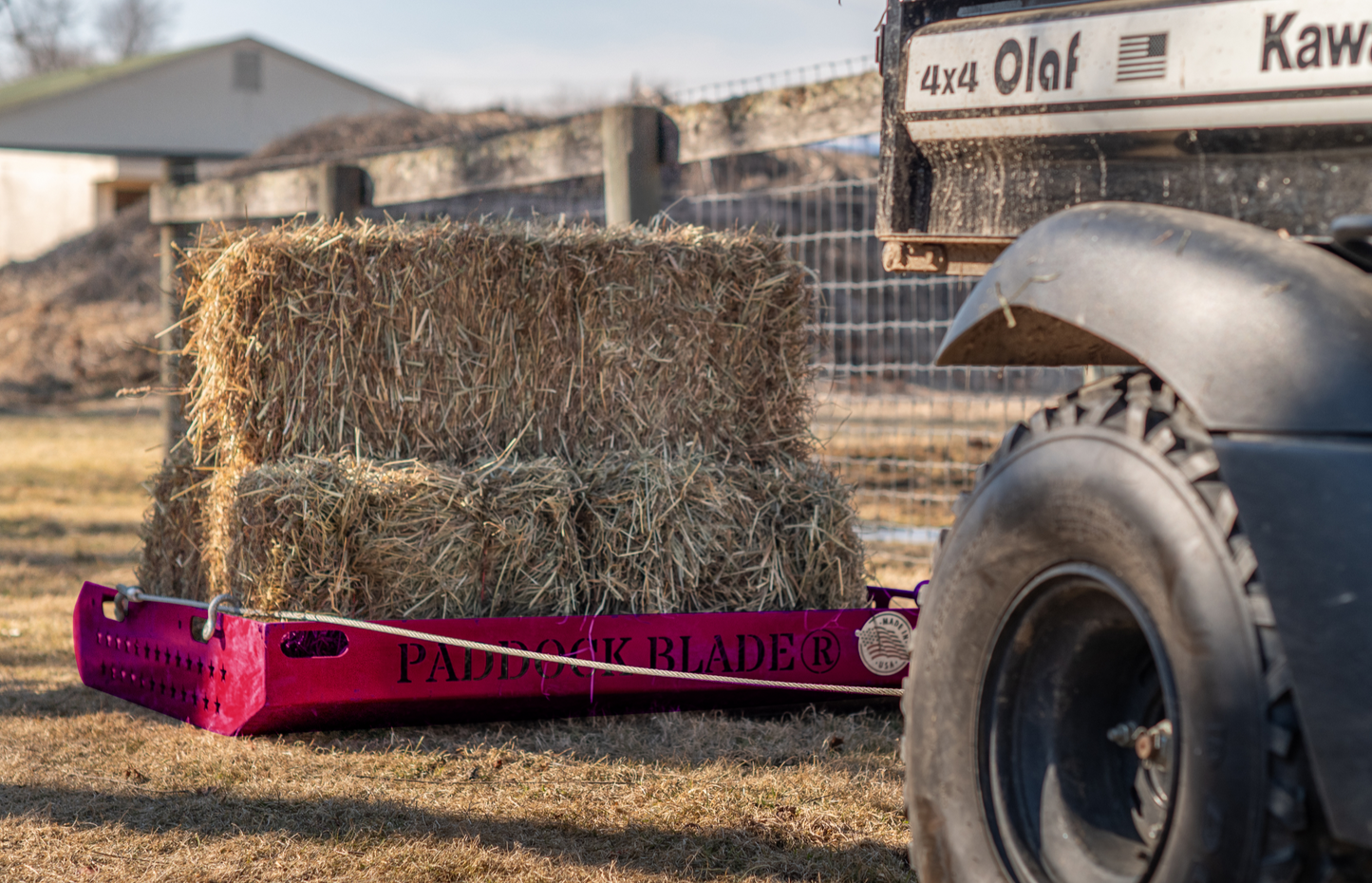 paddock trailer carrying hay bales