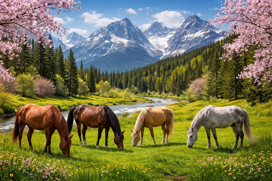 Horses in nature in Canada